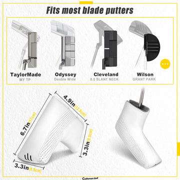 Vintage White Perforated Leather Magnetic Blade Putter Cover